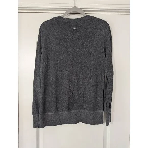 Alo Yoga Glimpse Long Sleeve Top women's gray sweatshirt nubs - Picture 4 of 4